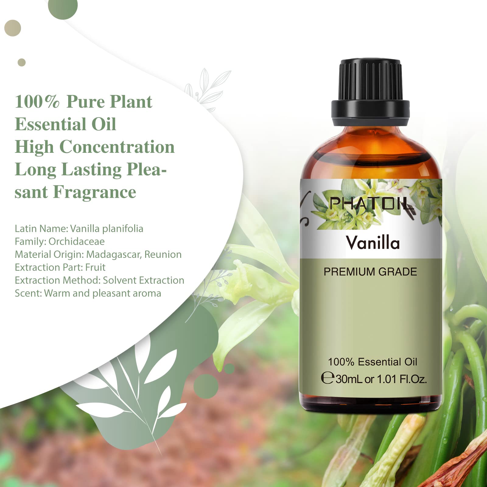 Vanilla essential oil in diffuser setup for aromatherapy