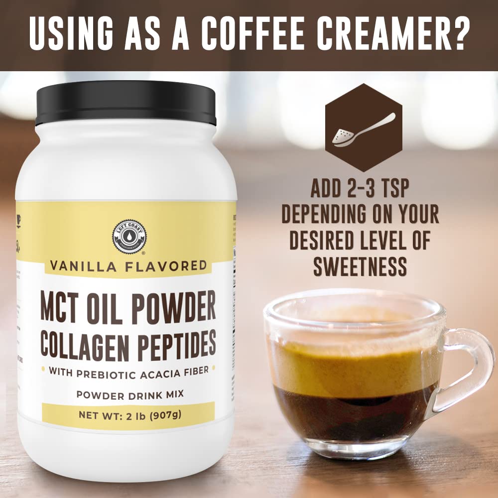 Vanilla Keto MCT creamer being poured into coffee