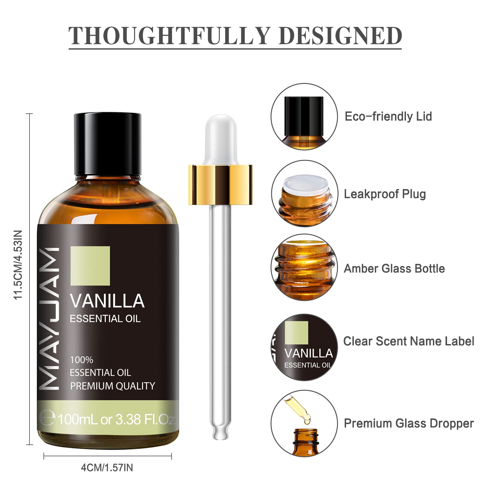 Amber glass bottle with glass dropper