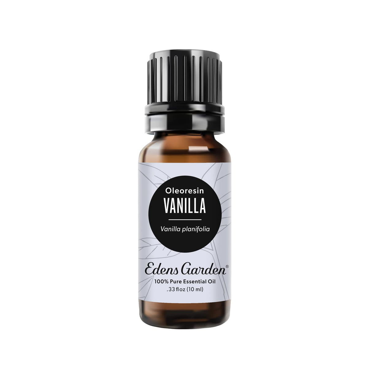 Vanilla oleoresin essential oil bottle labeled Edens Garden