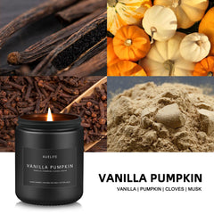 Vanilla pumpkin scented candle close-up 7oz