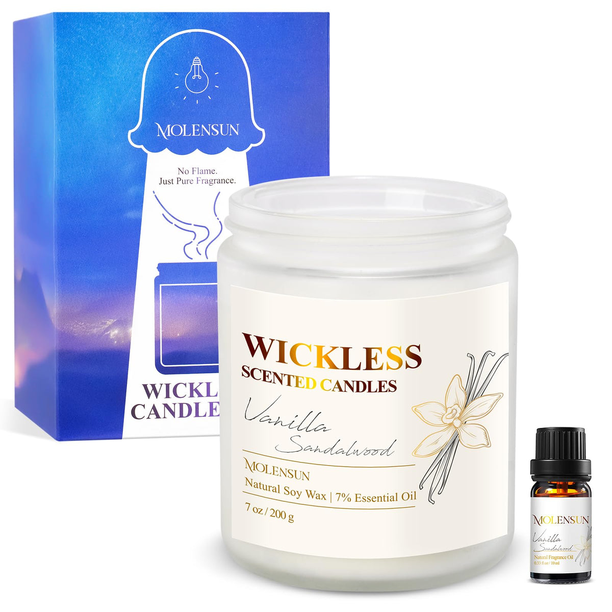 Front view of Vanilla Sandalwood Wickless Soy Candle for candle warmer lamp