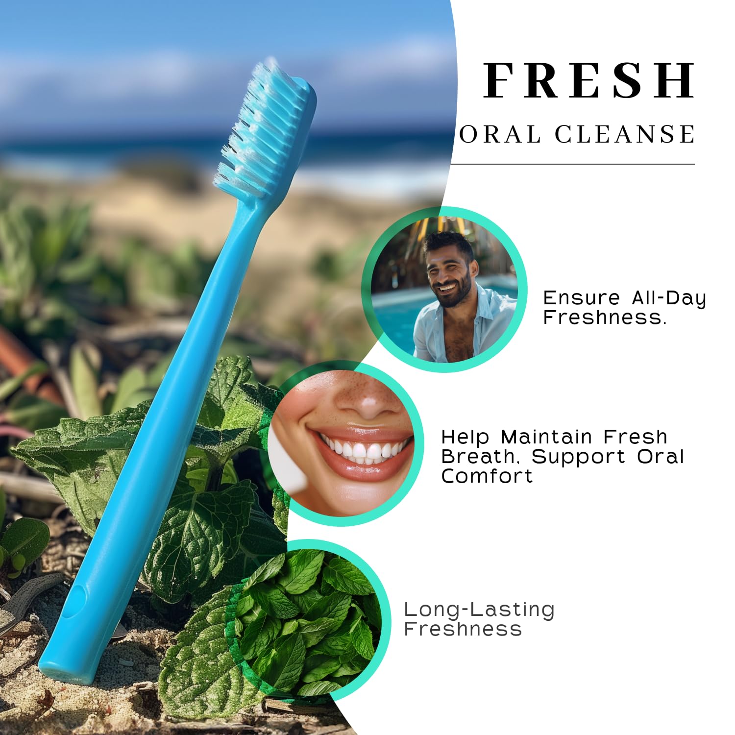 Powder scoop on a wet toothbrush ready for use