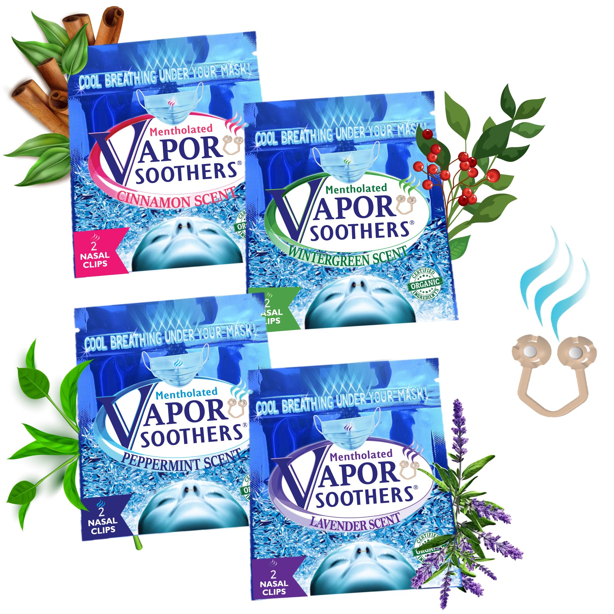 Vapor Soothers nasal dilator clip closeup with menthol vapors for cool breathing