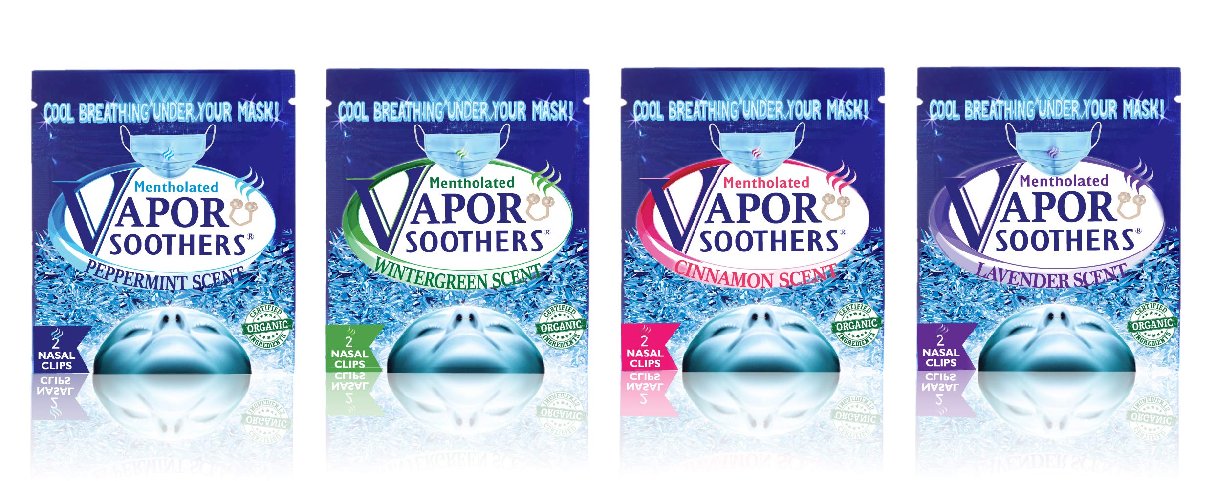 Vapor Soothers nasal dilator clip under mask demonstrating discreet comfort