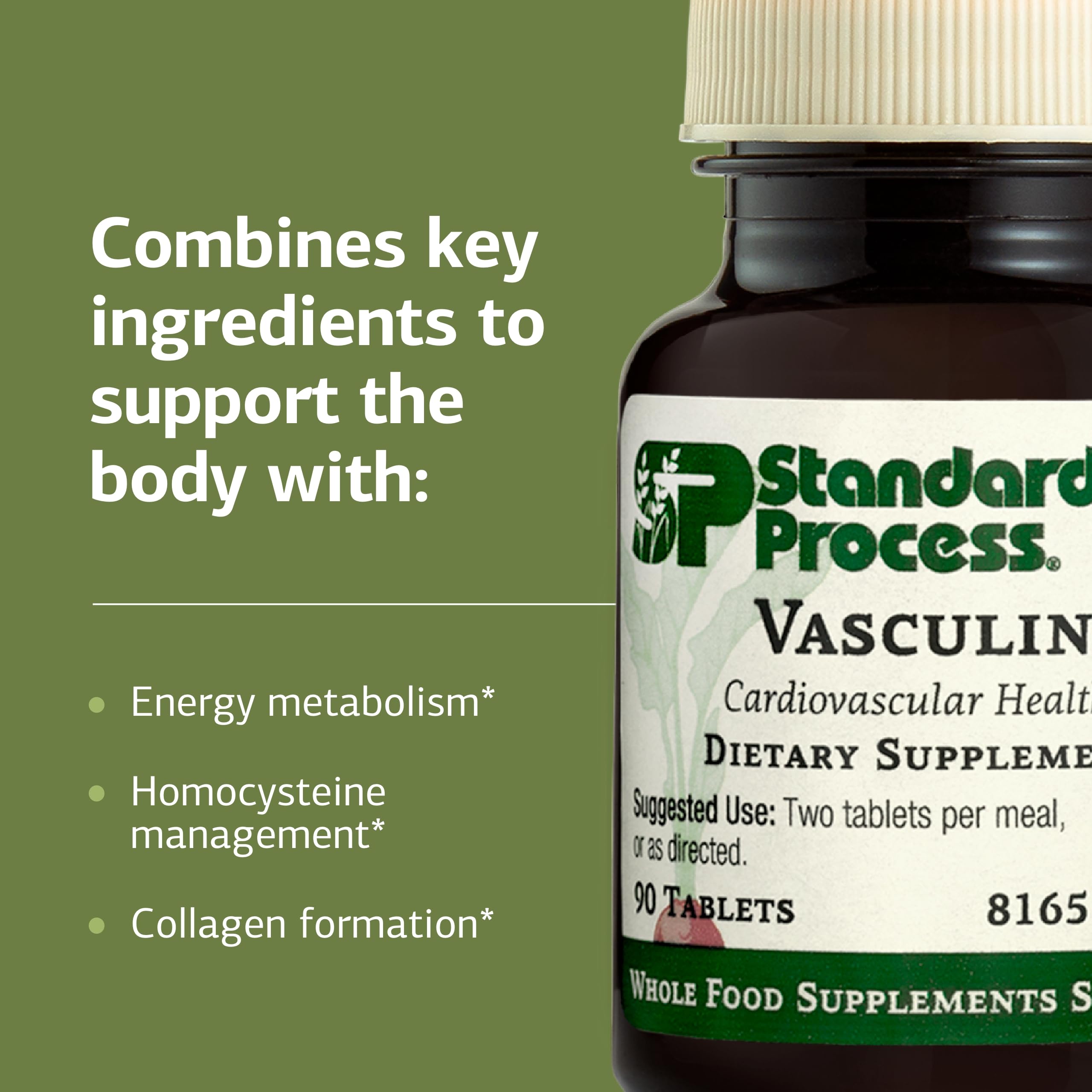 Close-up of vitamins B6 and B12 features of Vasculin