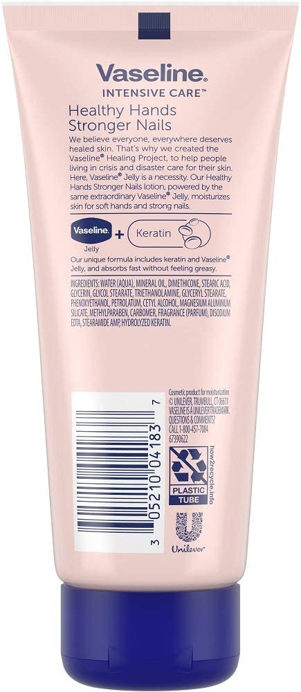 Application shot of Vaseline Healthy Hands Stronger Nails to show convenient on-the-go use.
