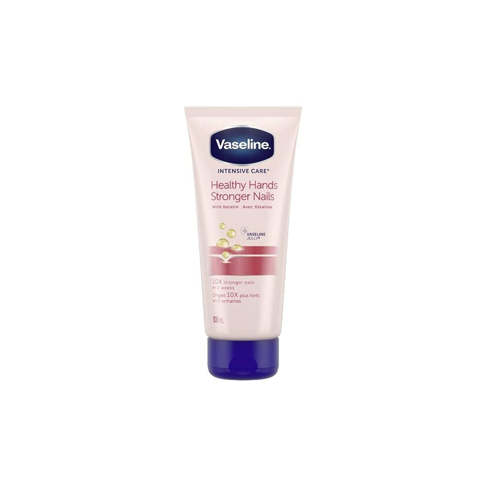 Vaseline Intensive Care Hand Cream tube close-up highlighting moisturizing formula for very dry hands.