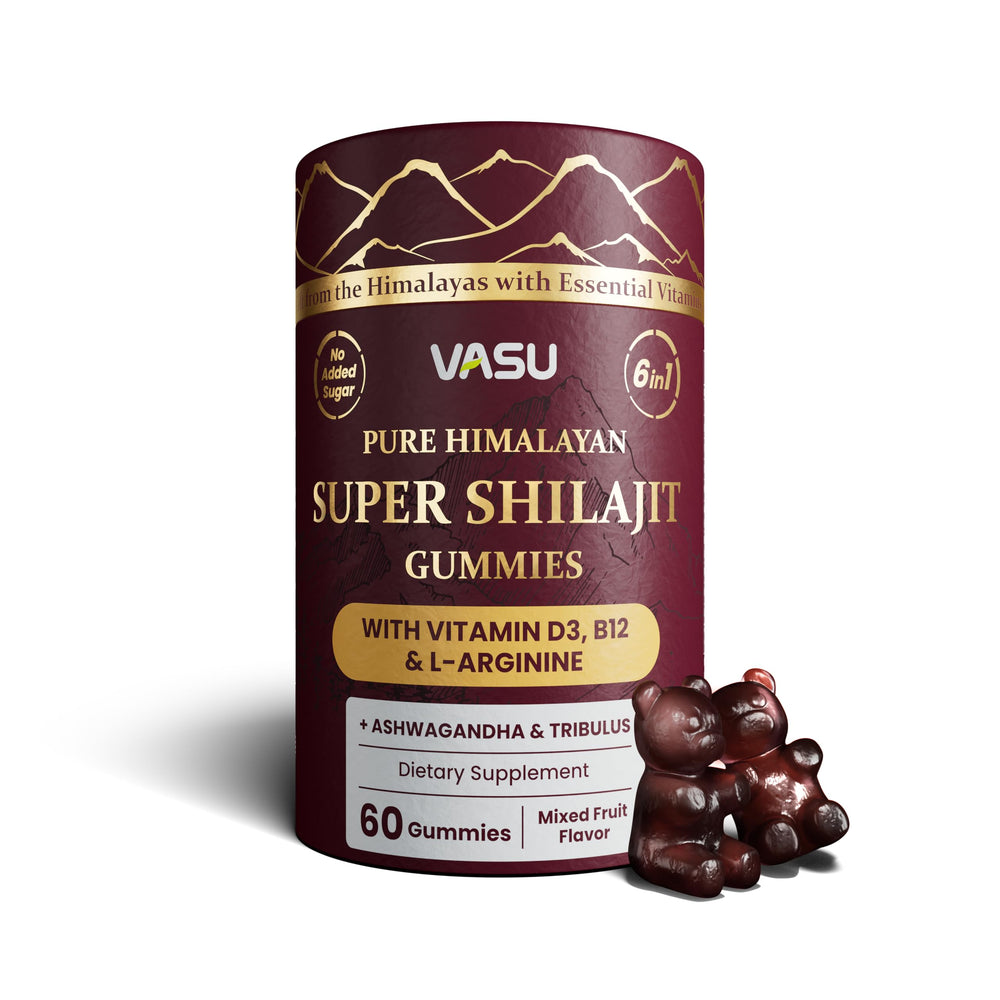 Vasu 6-in-1 Shilajit Gummies - Himalayan Gold, Vitamin D3 & B12, Sugar ...