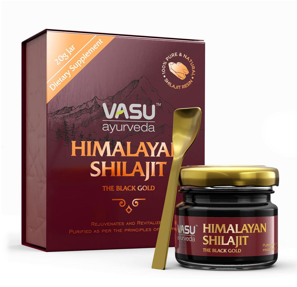 VASU Ayurveda Shilajit Resin 400mg bottle front view