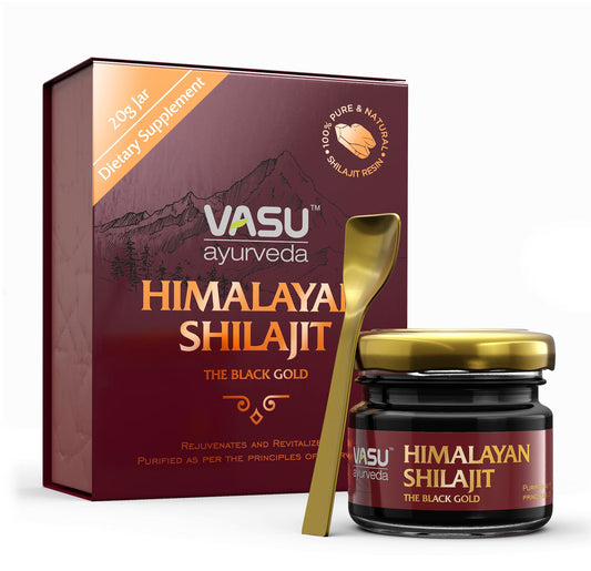 VASU Ayurveda Shilajit Resin 400mg bottle front view