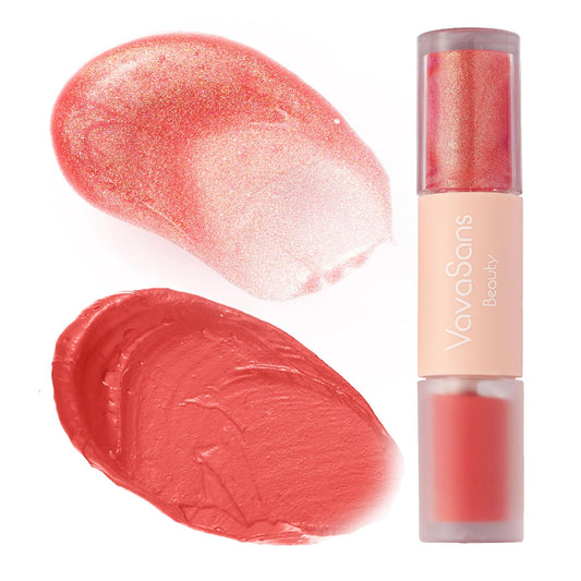VavaSans Rose Pink Lip Plumper Gloss bottle close-up for a luxurious matte-to-gloss look.