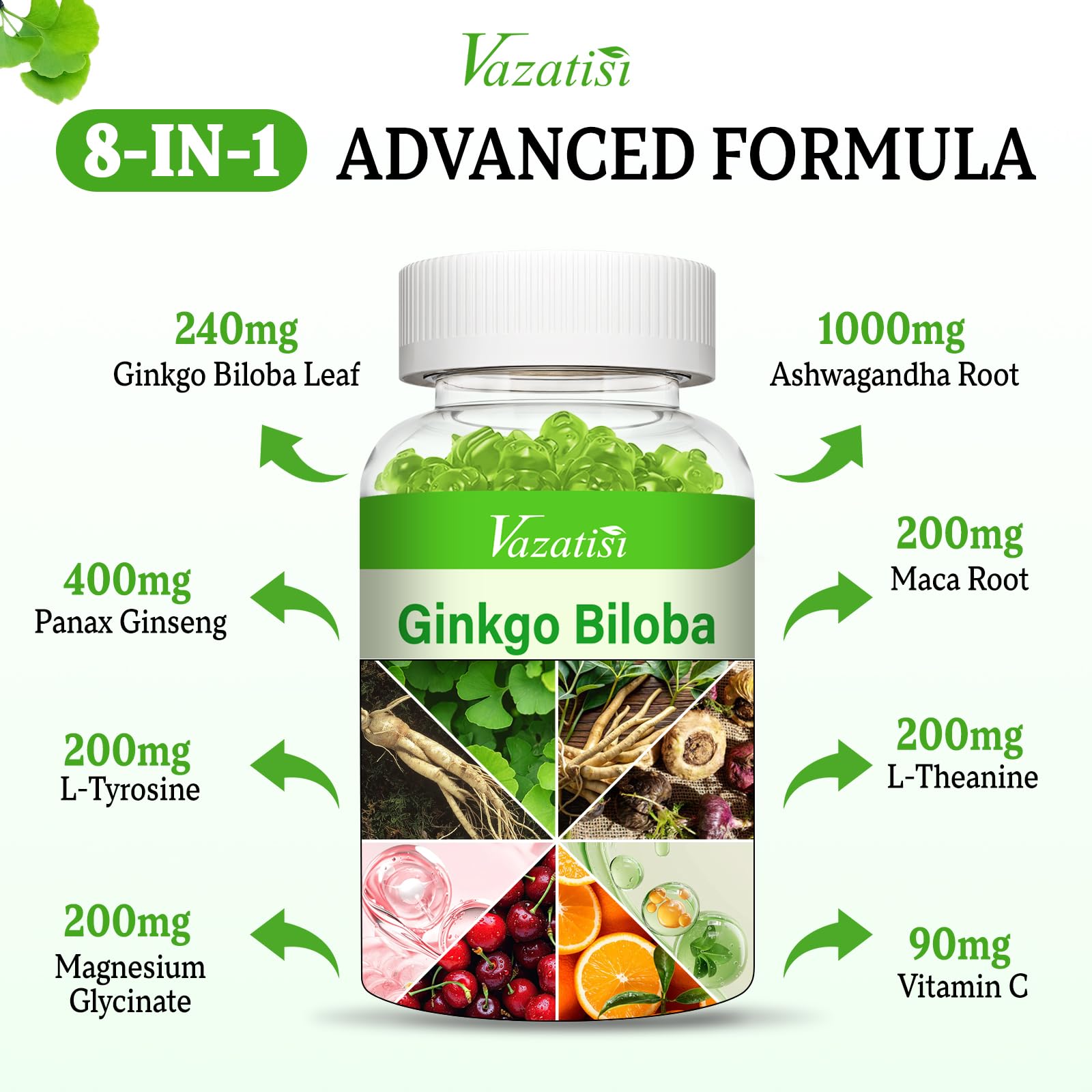 Ginkgo Biloba and Panax Ginseng gummy detail