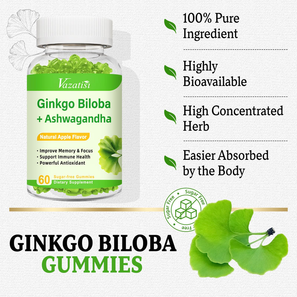 Ginkgo biloba gummies with Vitamin C and Magnesium Glycinate ingredients
