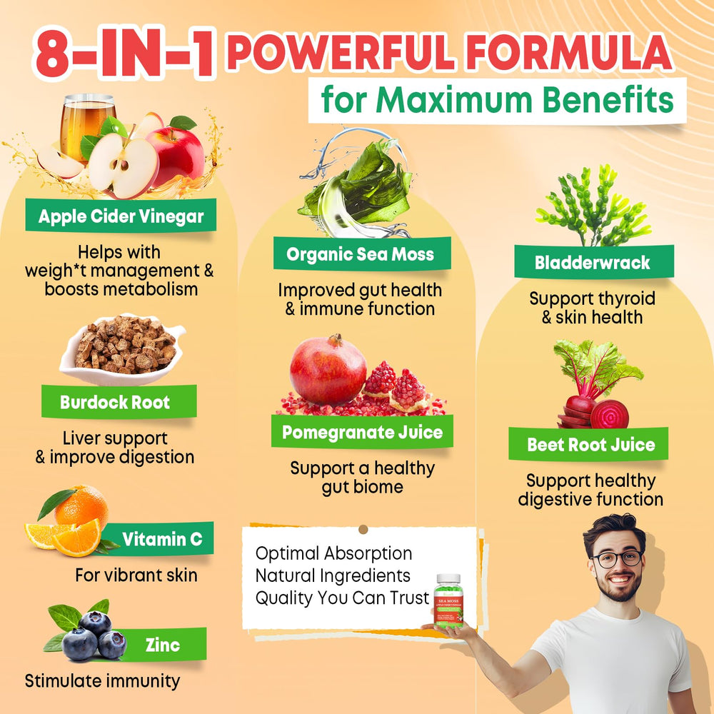 Close-up of Vazatisi Sea Moss gummies showing apple flavor