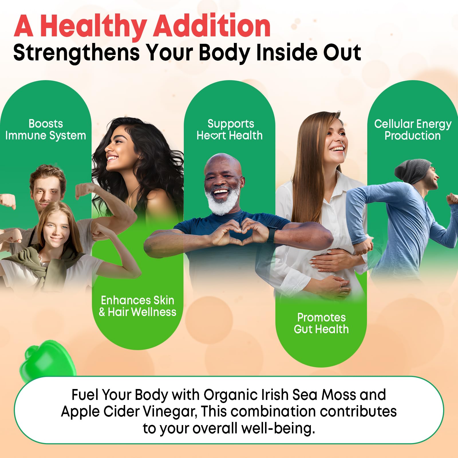 Vitamin and nutrient blend in Vazatisi apple flavored gummies