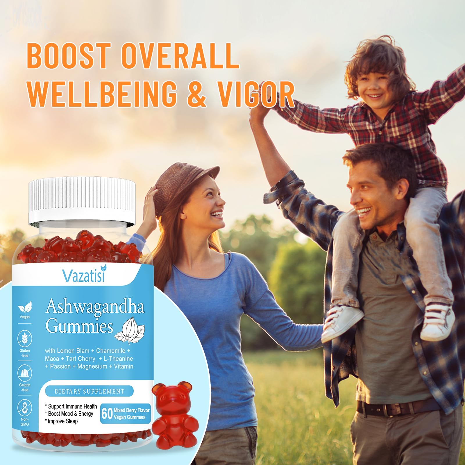 120-count bottle of Vazatisi Ashwagandha Gummies