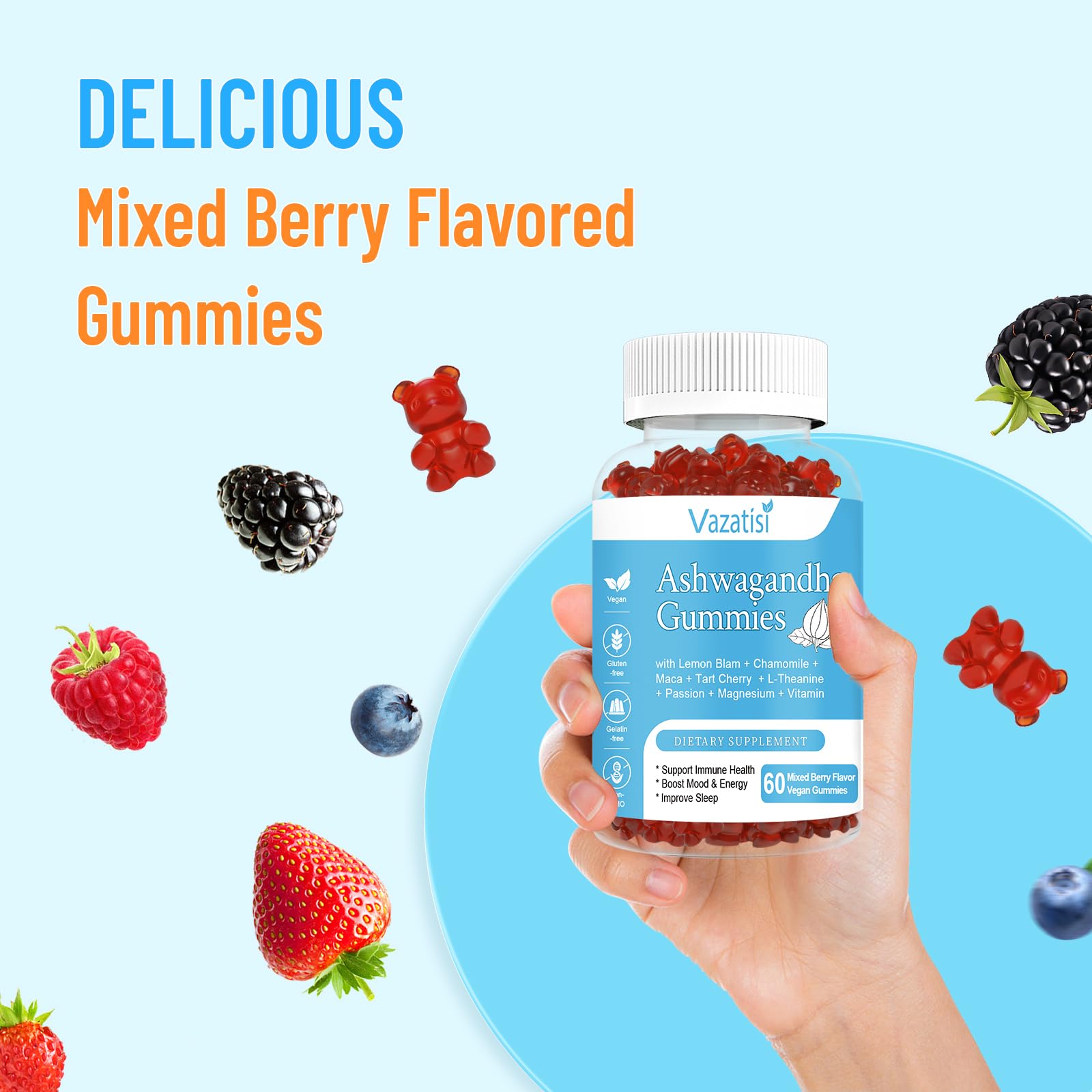 Delicious mixed berry flavor and 10-in-1 formula close-up