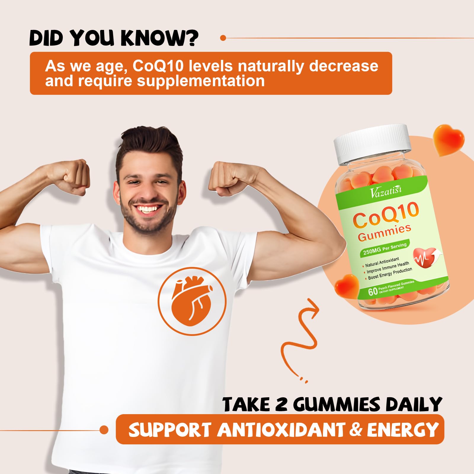 Vazatisi CoQ10 Gummies packaging and bottle