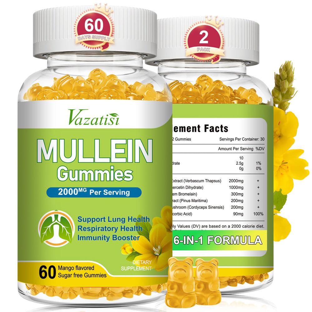 Vazatisi Mullein Gummies bottle on white background