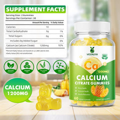 Close-up of pineapple-flavored VCCHUYH Calcium Citrate Gummies