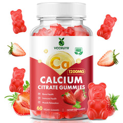 VCCHUYH Calcium Citrate Gummies 1200mg bottle - strawberry flavor