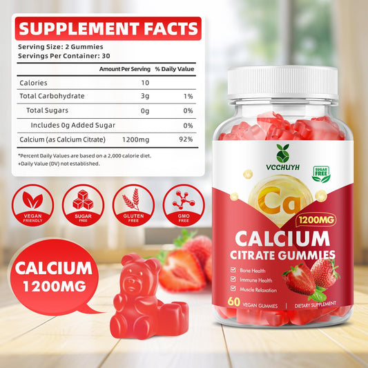 Calcium citrate gummies 1200mg per serving - vegan and sugar-free