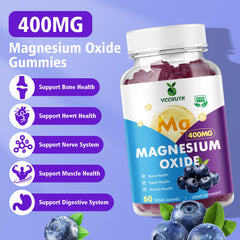 Sugar-free, non-GMO Magnesium Oxide Gummies in blueberry flavor