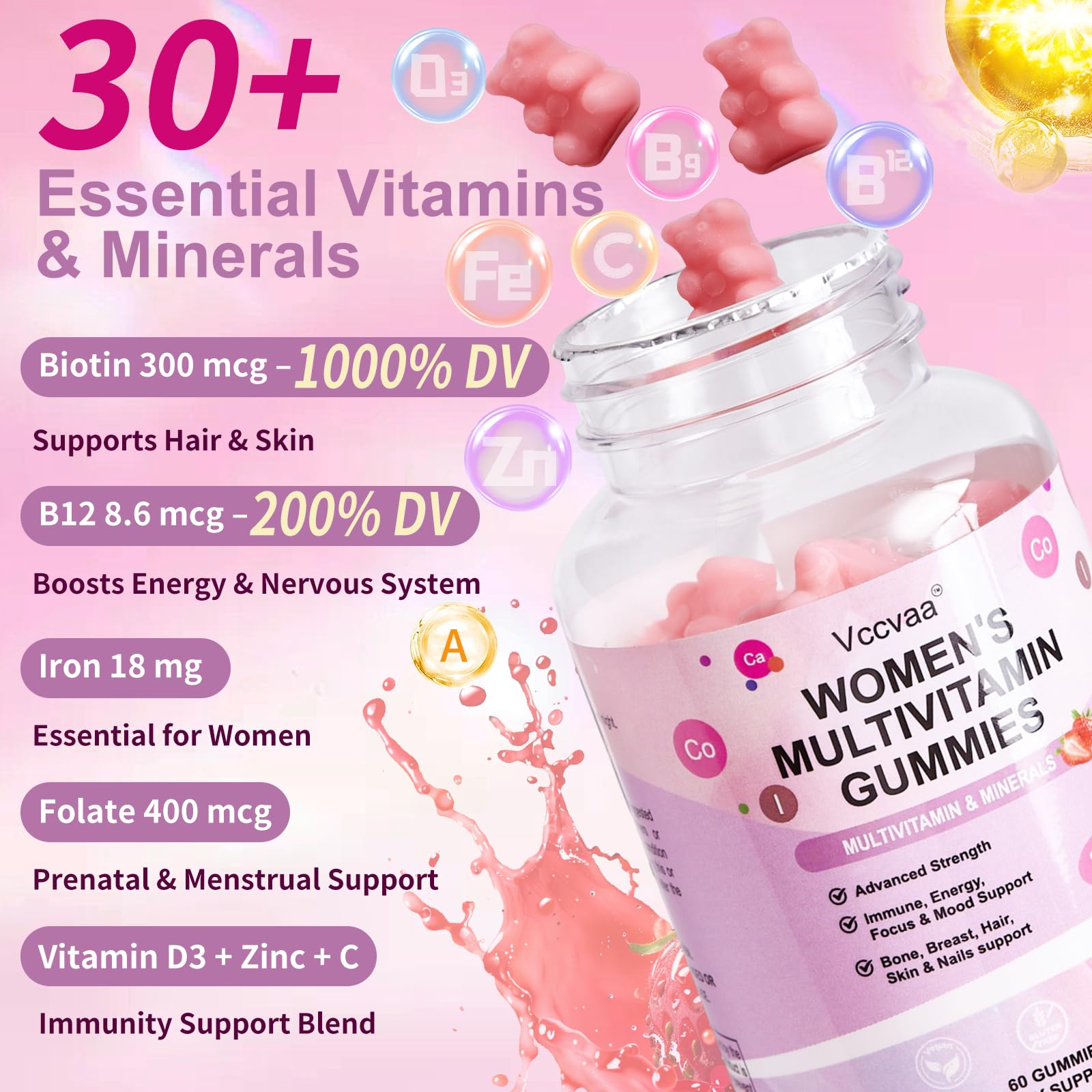 60 gummies in a resealable bottle