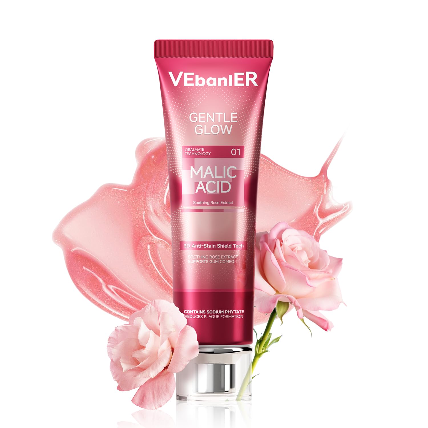 Vebanler Malic Acid Teeth Whitening Toothpaste tube on white background