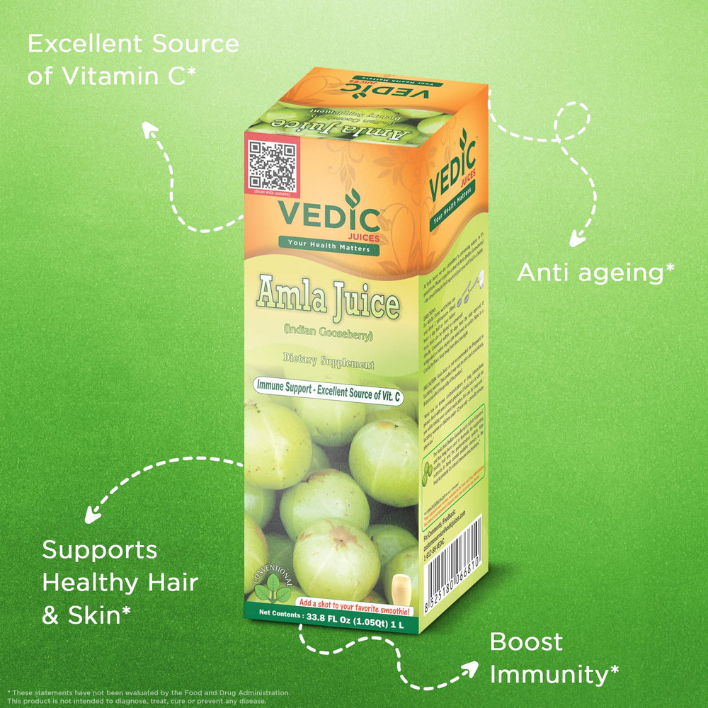 Vedic Juices Amla Juice 1L bottle close-up