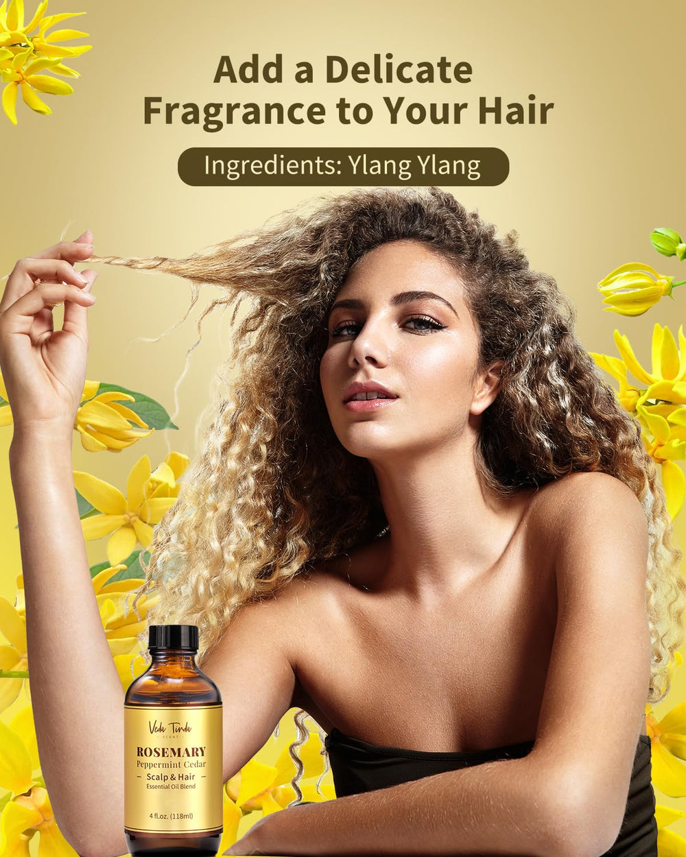VEDA TINDA SCENT hair growth focus image suggests thinning-hair support possibilities