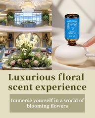 VEDA TINDA SCENT two 30ml diffuser oils close-up highlighting floral hotel scent options