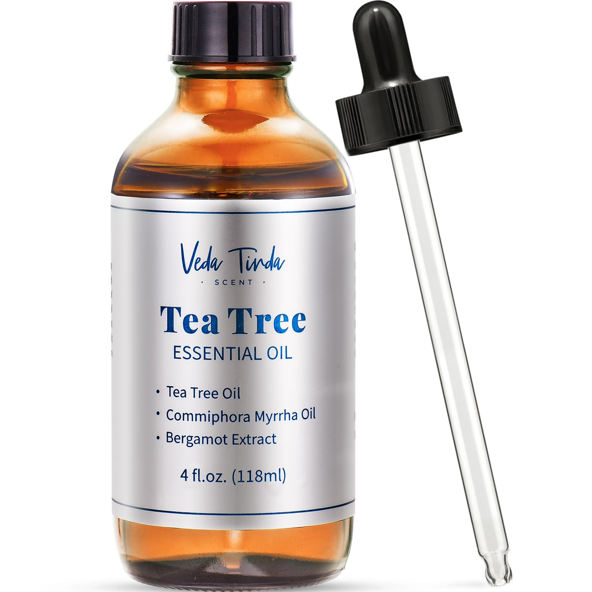 VEDA TINDA SCENT tea tree oil bottle close-up for pure aroma and quality
