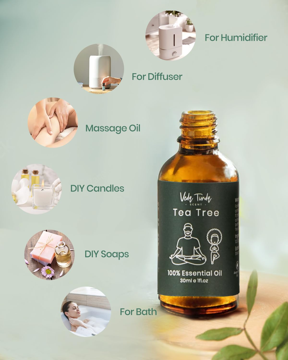 VEDA TINDA SCENT Tea Tree Oil in diffuser-use for refreshing aroma