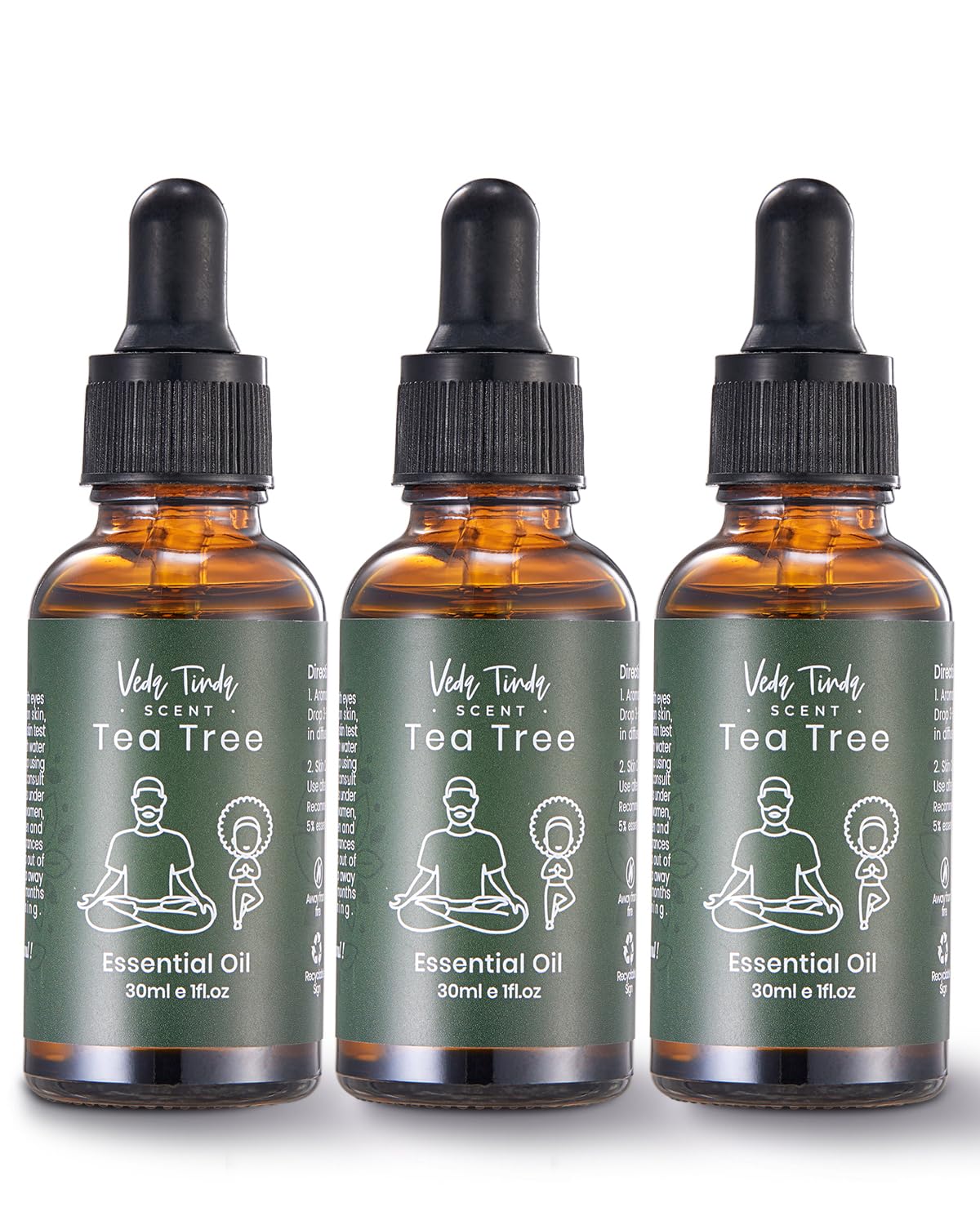 VEDA TINDA SCENT Tea Tree Oil dropper bottles for easy diffuser aromatherapy
