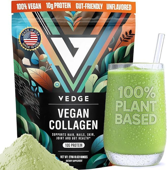 vedge vegan collagen powder bottle with label