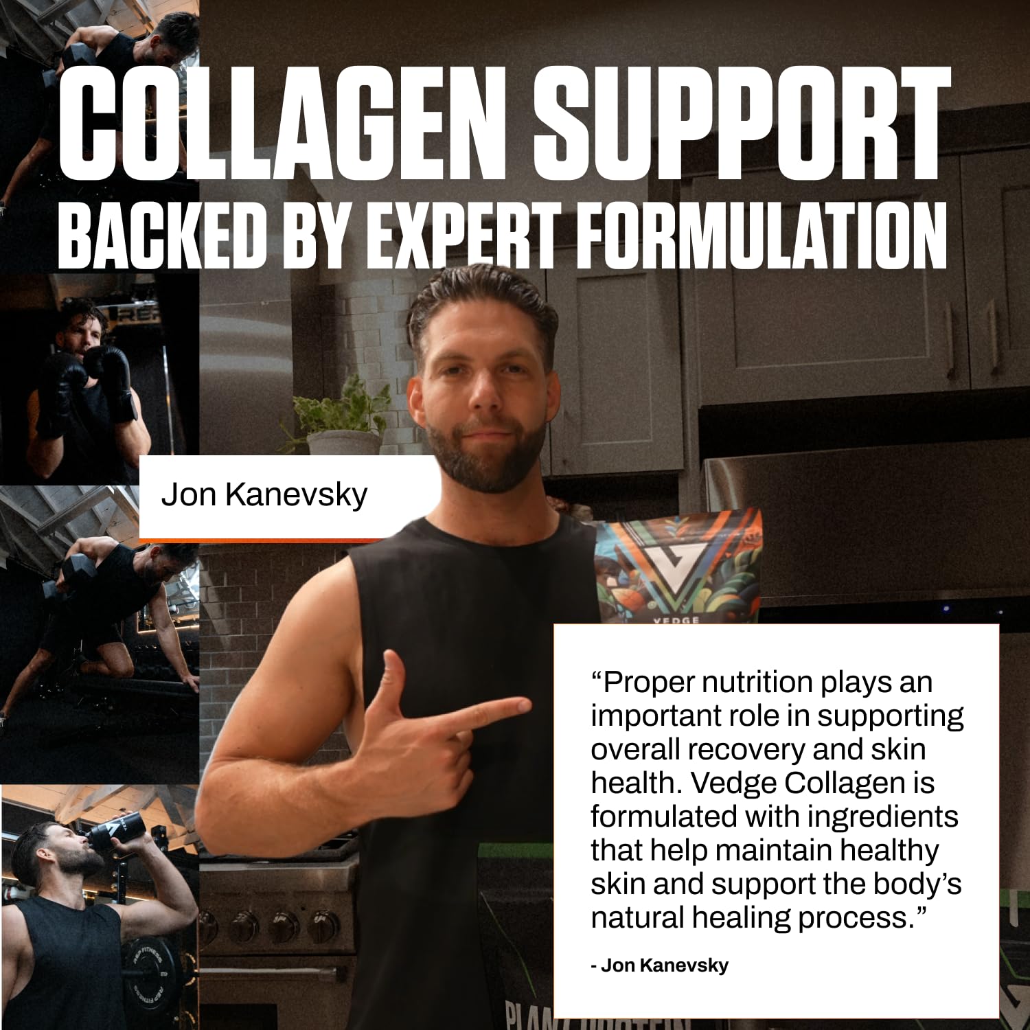 VEDGE vegan collagen powder blended into a smoothie for daily wellness.