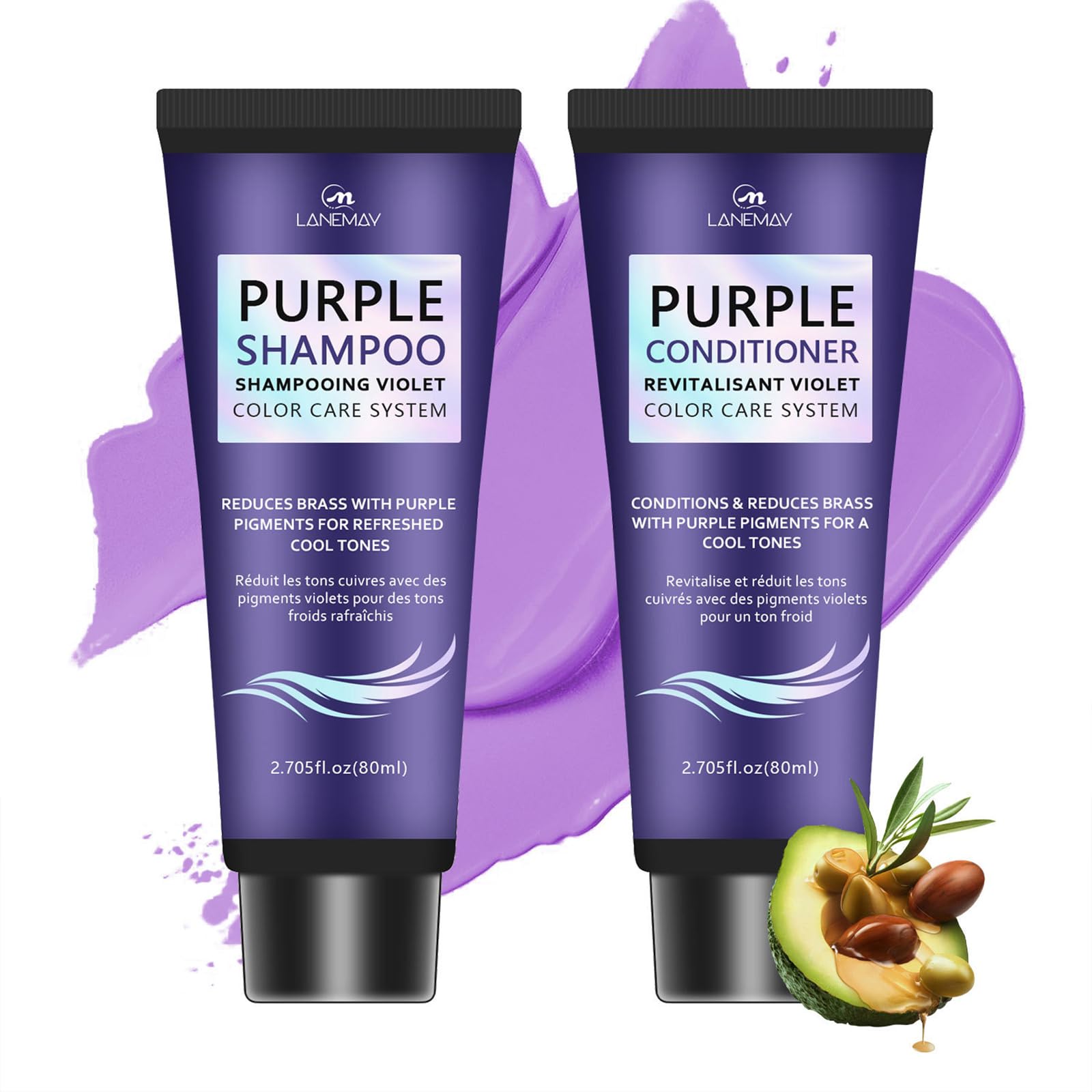 VedoAID purple conditioner bottle emphasizing moisture retention and tone.