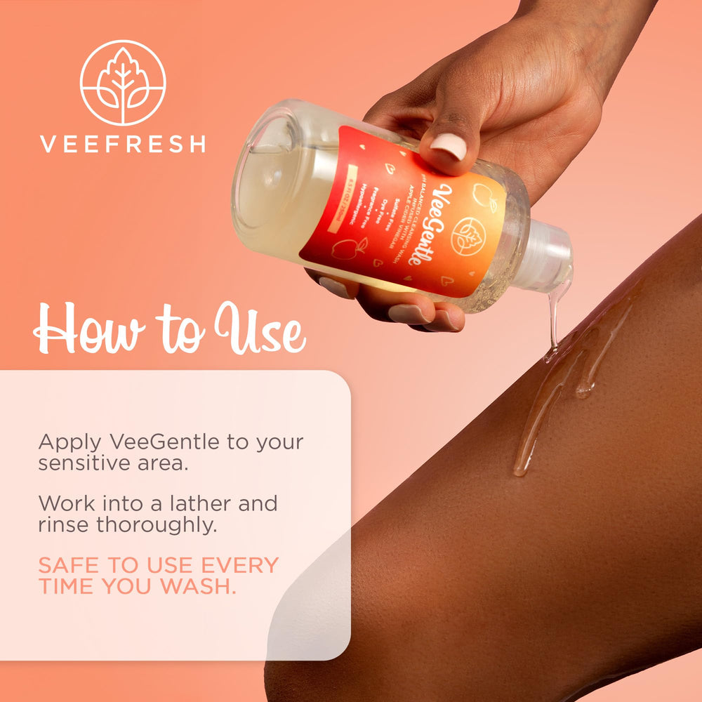 VeeFresh gentle-cleanse texture emphasizes hydration and comfort after washing.
