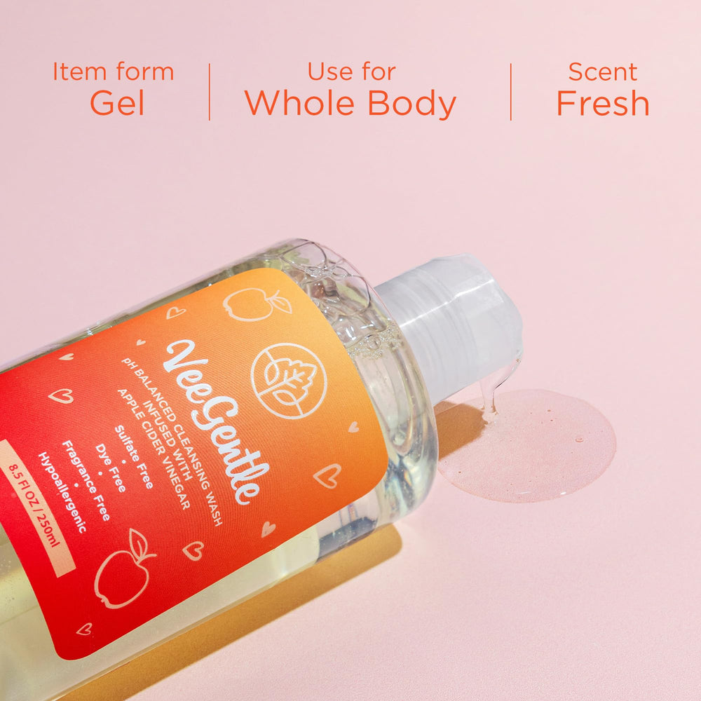 Shower-scene image shows easy, everyday cleansing with VeeFresh for body and intimate care.