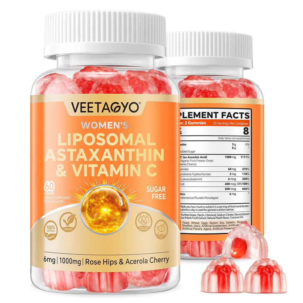 VEETAGYO Astaxanthin + Liposomal Vitamin C packaging front