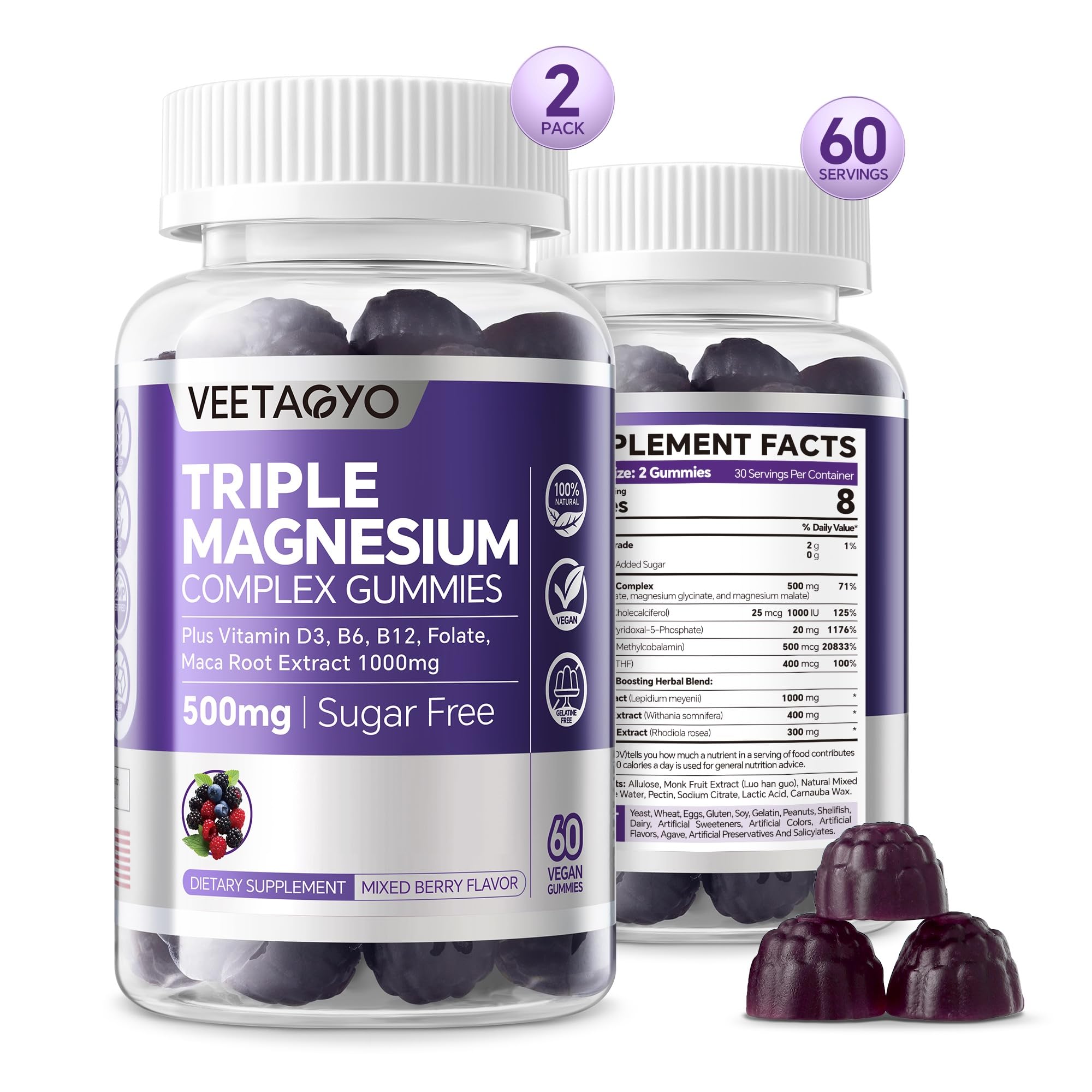 VEETAGYO Magnesium Gummies bottle with 120 count