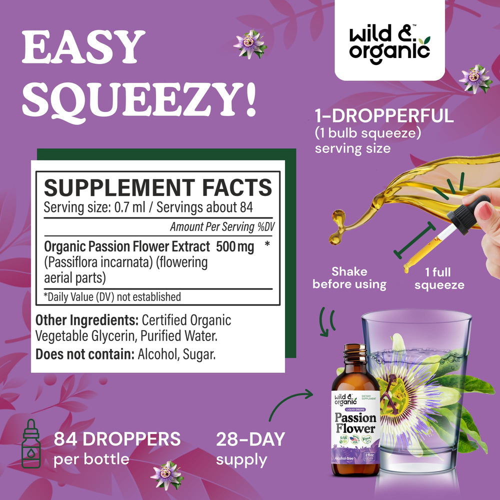 Alcohol-free vegan passionflower drops