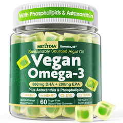 Vegan algae omega-3 gummies in a bottle