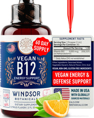 Vegan B12 liquid drops 5000 mcg in a 2 oz bottle
