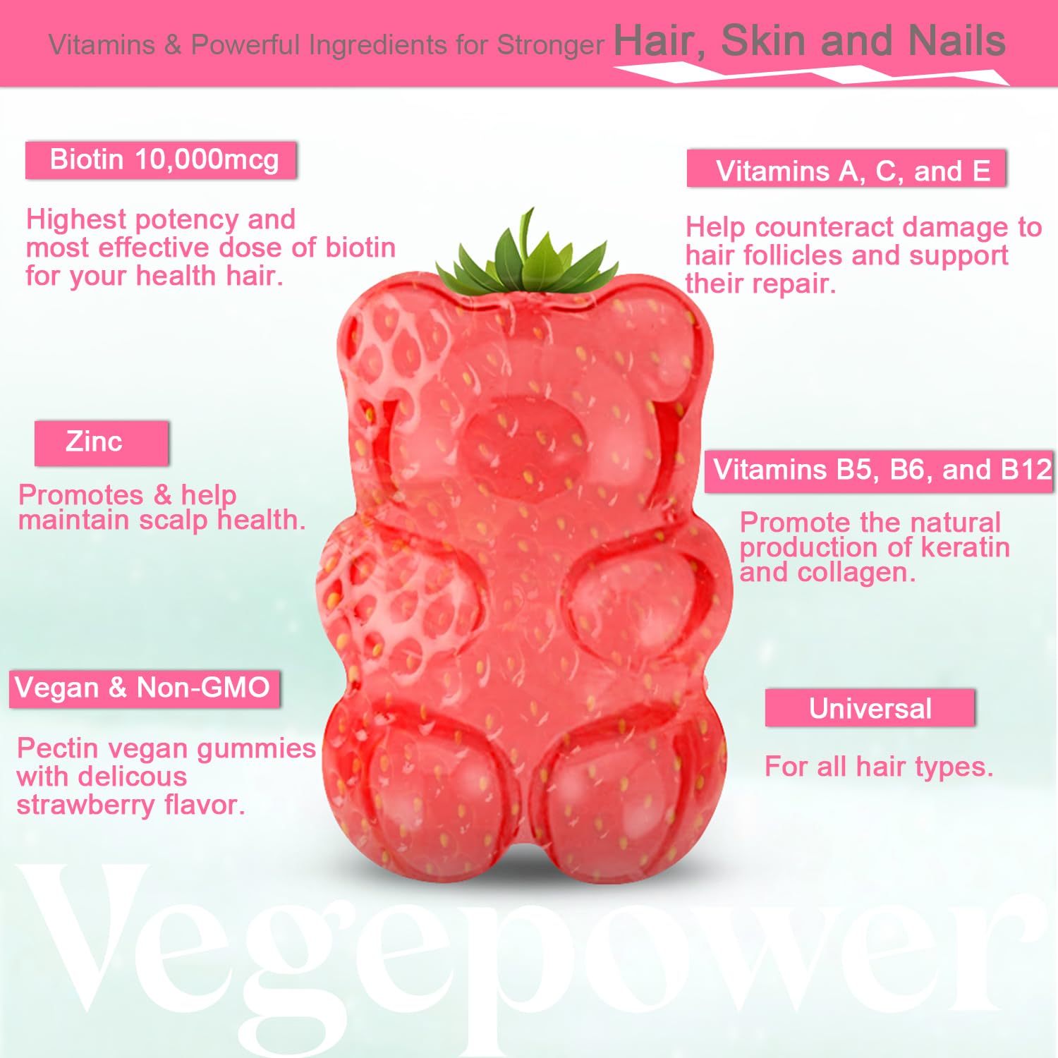 Vegan plant-based Biotin Gummies ingredients list
