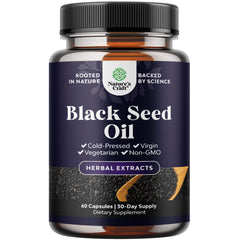 Vegan Black Seed Oil Capsules bottle front view