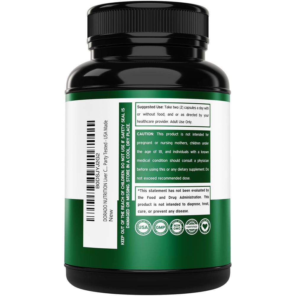 Vegan capsules in a bottle for daily liver support
