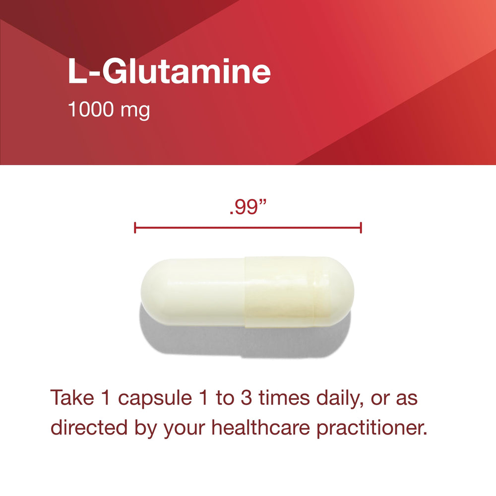 Vegan L-Glutamine capsules on white background